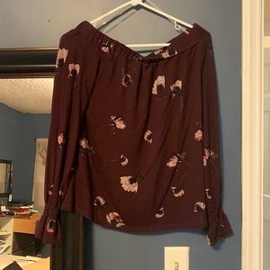 Maroon floral off the shoulder top